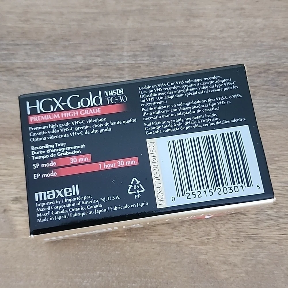 Maxell VHS-C HGX Gold TC-30 Blank Camcorder Tapes Sealed New 4 Pack Vintage